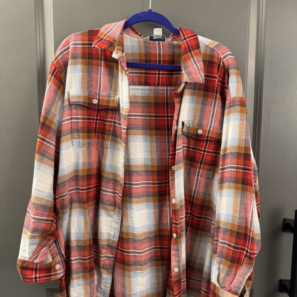 Old Navy Women's Plaid Flannel Button-down Shirt - 2X
